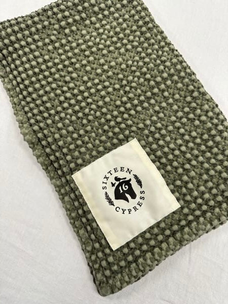 16C (Sixteen Cypress) Cotton Waffle Stable Towel, Spruce
