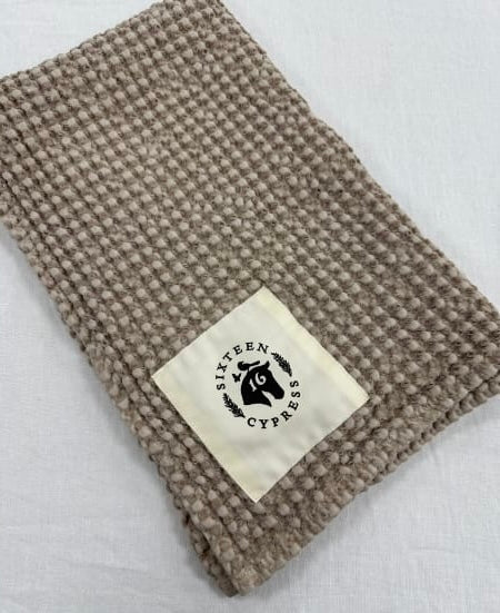 16C (Sixteen Cypress) Cotton Waffle Stable Towel, Sand