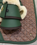16C (Sixteen Cypress) Set - Dressage Saddle Pad/Brushing Boots/Bell Boots - Herringbone & Hunter Green