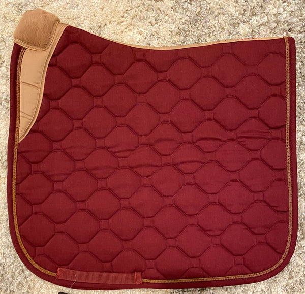 HKM Emma Dressage Saddle Pad - Bordeaux/Camel
