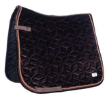 HKM Mellow Velvet Set - Dark Brown - Dressage Saddle Pad/Fleece Bandages