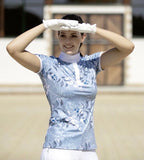 HKM Sole Mio Floral Joy Polo Shirt - Azure/White/Navy